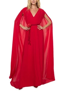 Abito donna Alice e Olivia Zenaida maxi mantello rubino brillante taglia 8 (nuovo difetto) - Foto 1 di 5