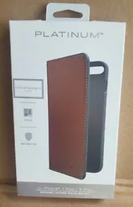 Brand New Platinum Leather Folio Wallet iPhone 6 Plus / 7 Plus / 8 Plus Bourbon  - Picture 1 of 4