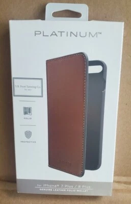 Brand New Platinum Leather Folio Wallet iPhone 6 Plus / 7 Plus / 8 Plus Bourbon  - Image 1 of 4