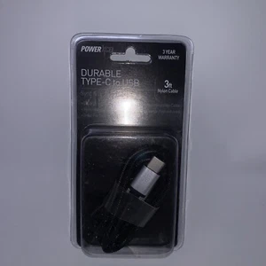 POWERXCEL DURABLE TYPE-C to USB 3ft Nylon Cable Sync/Charge - Picture 1 of 2