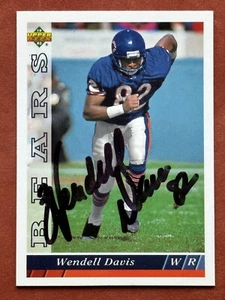 1993 Upper Deck Wendell Davis #82 Chicago Bears SIGNED Football Card #200 NM-MT - Picture 1 of 2