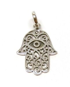 Handmade 925 Sterling Silver Smaller Hamsa Hand of Fatima Pendant Without Chain