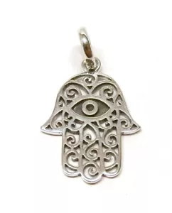 Handgefertigt 925 Sterlingsilber kleiner Hamsa Hand von Fatima Anhänger ohne Kette - Bild 1 von 6