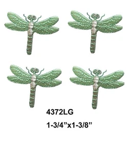 #4372LG Set 4 Stck. Grün\Silber Libelle Stickerei Bügelbild Applikation Patch - Bild 1 von 1