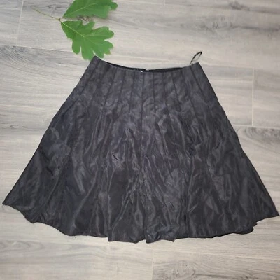 Falda Kay Unger Talla 8 Línea A 100% Seda Negra Rodilla Foto 1 de 4