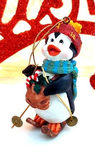 ADORABILE PINGUINO SCI natalizio ornamento figura natalizia decorazione casa appendere/supporto - Foto 1 di 12