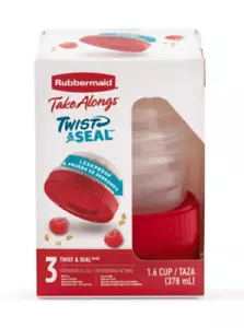 Rubbermaid TakeAlongs Twist & Seal Lebensmittelbehälter 1,6 Tassen Rubin, 3er-Pack - Bild 1 von 5