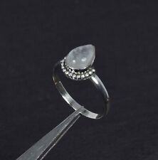 925 Solid Sterling Silver White Rainbow Moonstone Ring-11 US B