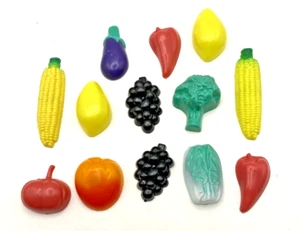 VTG Refrigerator Magnets 60's Plastic Fruits Vegetable Cottage Grandma eggplant+ - Picture 1 of 8