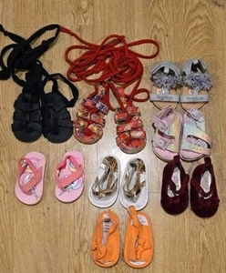 Lot of 8 infant girl shoes size 2 3-6 months, BEBE,CARTERS,WEEPLAY,PRIMARK, - Picture 1 of 10