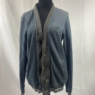 Chevignon Sweater Cardigan Blue &  Gray Winter Button Grey Warm Medium Jacket - Image 1 of 4