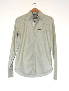 Superdry Mens Shirt White / Olive Stripes 100% Cotton Size Small Brand New - Picture 1 of 6
