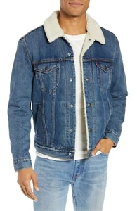 Levi's Strauss Men's Cotton Sherpa Lined Denim Jean Trucker Jacket 163650040 - Picture 1 of 6
