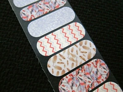 Envoltórios para unhas Jamberry ~ MEIA FOLHA ~ PÁSSAROS E PENAS (NAS) unicórnio muito bom estado outono - Imagem 1 de 2