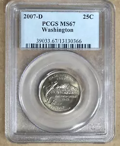 2007-D WASHINGTON STATE QUARTER PCGS MS67 130366 - BUSINESS STRIKE - Picture 1 of 4