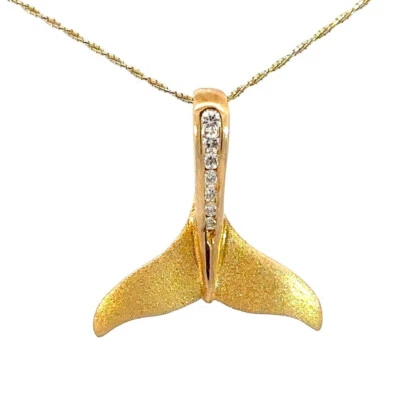 14KT. Colgante cola de ballena oro amarillo con diamantes (Denny Wong) 20 x 19 mm. Foto 1 de 4