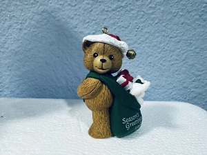 Long's Drug Store Temporadas Saludos Oso Ornamento 1996 Santa Oso Gatito Gato - Imagen 1 de 9