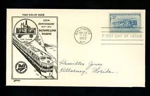 US FDC #1006 Hilcliff NIM 1952 MD Baltimore & Ohio B & O Railroad Train - Picture 1 of 2