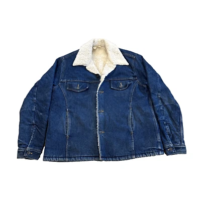 Vintage Denim Jacket Mens L Sherpa Lined Trucker 80s 90s Retro Jean Workwear - Image 1 of 4