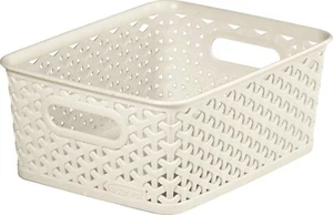 Curver My Style Small Rectangular Storage Basket, Vintage White, 4 Litre - Picture 1 of 6