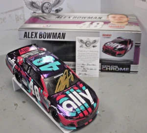 Alex Bowman Ally 2021 luces de neón color cromo 1/24 acción diecast autografiado - Imagen 1 de 2