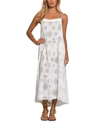 Vestido midi con ojales en capas blanco para mujer Elan X7510 talla S Foto 1 de 4