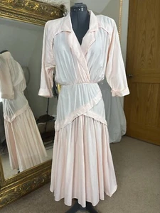 Vintage 80s Pink Cotton Summer Costal Dress A-line Skirt  - Picture 1 of 7