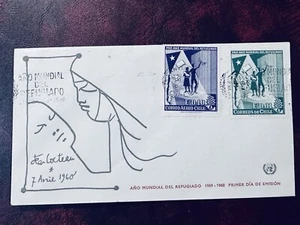 Chile 1960 FDC WORLD REFUGEE YEAR SANTIAGO POSTMARK - Picture 1 of 2