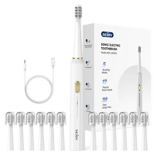SEJOY Sonic Electric Toothbrush Rechargeable 12 Brush Heads 5 Modes 2 Min Timer - Picture 1 of 14