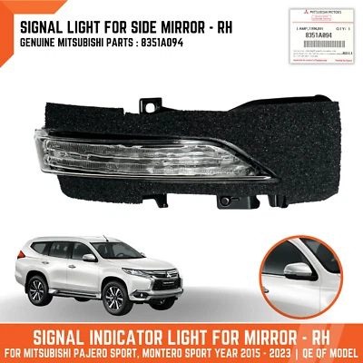 RH RIGHT TURN SIGNAL LIGHT MIRROR FOR MITSUBISHI SHOGUN SPORT 2018-2023 8351A094 - Image 1 of 4