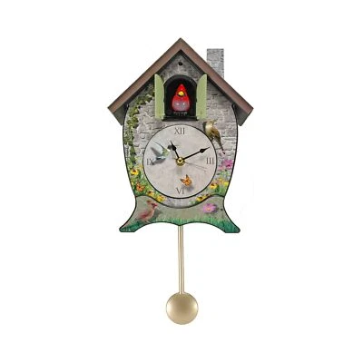 Mark Feldstein Garden Cottage Singing Cardinal Tabletop Wall Sound Cuckoo Clock - Image 1 of 4