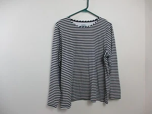 Croft & Barrow Shirt Womens 1X Plus Black White Top Cotton Striped Casual Ladies - Picture 1 of 13