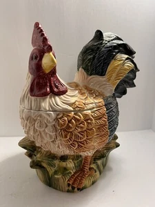 Rooster Cookie Jar Jay Imports Ceramic Chicken 11" Farmhouse Cottage Vntg - Picture 1 of 13