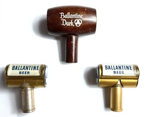 Set of 3 Vintage Ballantine Short Beer Barrel Taps Wood & Metal Handles Mancave - Picture 1 of 8
