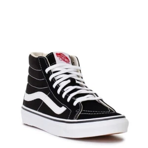 UNISEX Vans SK8 HI Negro/Blanco Lona Parte Superior Alta Talla EE. UU. 100% Original Nuevo - Imagen 1 de 6