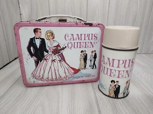 Vtg 1967 King-Seeley Campus Queen Metal Lunchbox With Thermos Magnetic Game Kit - Picture 1 of 24