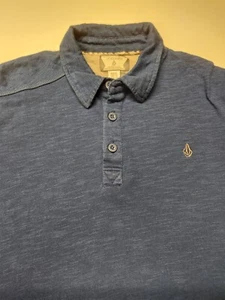 VOLCOM Boy’s Polo Shirt Top Blue Short Sleeve Size XL Navy Blue - Picture 1 of 8