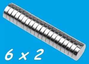 10 MAGNETI NEODIMIO 6X2 MM CALAMITA POTENTE FIMO CERAMICA MAGNETE CALAMITE - Bild 1 von 1