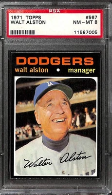 1971 TOPPS #567 WALT ALSTON PSA 8 NM-MT 11587005  - Image 1 of 3