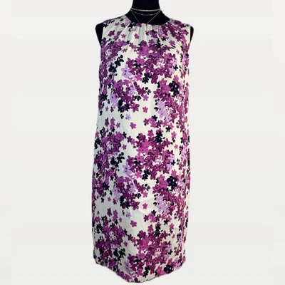 Vestido informal Charter Club floral púrpura violeta sin mangas ✨ Foto 1 de 4