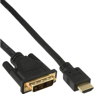 InLine HDMI-Kabel, Adapterkabel HDMI Stecker auf DVI 18+1 Stecker schw/gold 0,5m - Bild 1 von 2