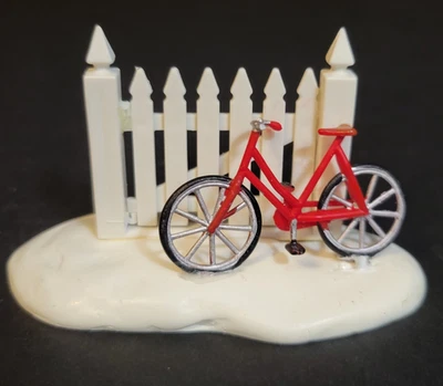 Lemax Christmas Village Town The Old Bike 44230 Bicycle Leaning on Fence Damaged - Image 1 of 4