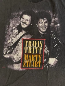Vintage 90s Travis Tritt Marty Stuart No Hats Tour T Shirt XL Single Stitch USA - Picture 1 of 8