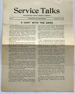 Vtgn 1921 Service Talks Philadelphia Rapid Transit Company Employee Newsletter - Picture 1 of 2