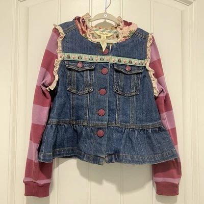 Matilda Jane Labyrinth Convertible Jean Jacket Hooded Vest Size 6 - Image 1 of 4