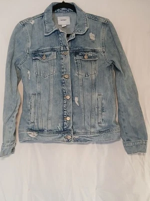 Chaqueta vaquera antigua azul marino vaquera envejecida para niñas lavado medio ligero Foto 1 de 4