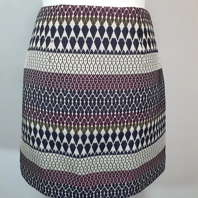 TED BAKER Navaho Geometric Tapestry Short Mini Skirt Lined Gold Sparkle Size 10 - Image 1 of 4