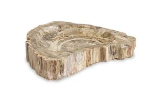 Maitland Smith Large Brown Petrified Wood Bowl Natural Stone Decorative Accent - Picture 1 of 6