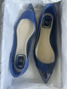 Dior Metal Point Ballerina Blue Leather Size 38 EUC MSRP $730 - Picture 1 of 8