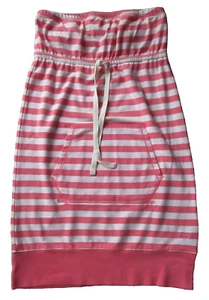 VTG Y2K VICTORIA'S SECRET PEACH/WHITE STRIPE STRAPLESS BANDED DRESS WOMENS SZ S - Picture 1 of 8